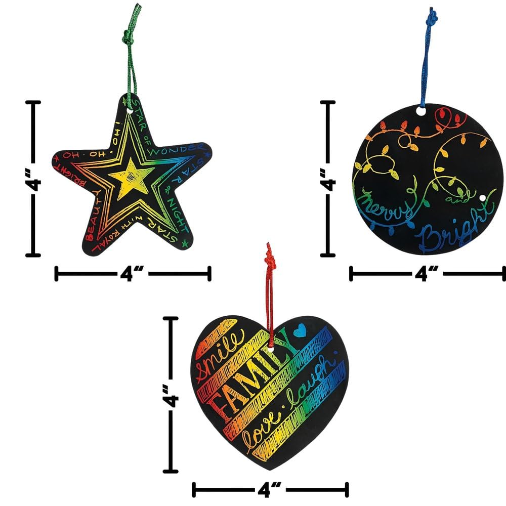 Fun Express Magic Color Scratch Ornaments (24PC)