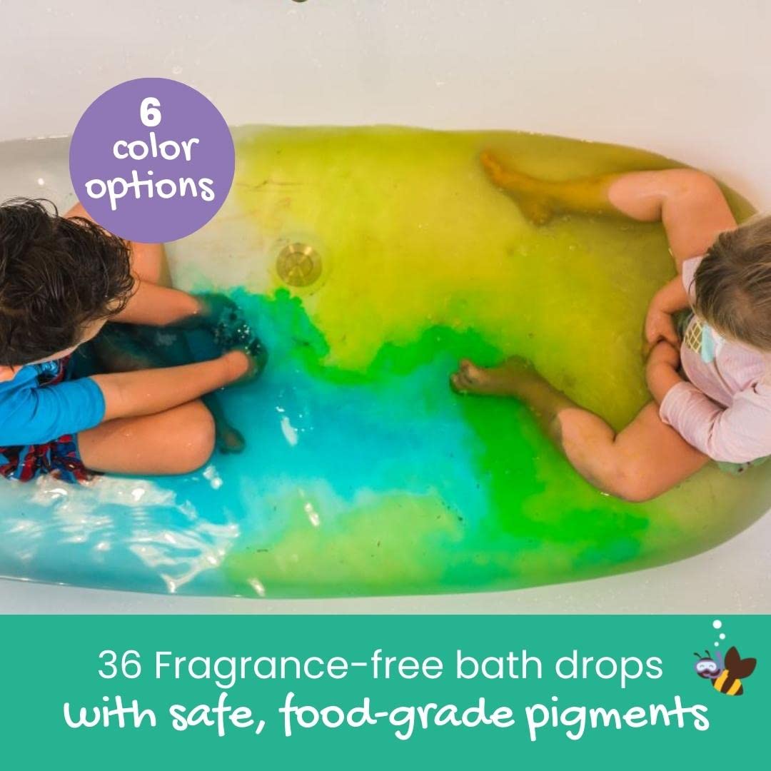Honeysticks Ultimate Bath Fun Set - Non Toxic Bath Crayons (7 Pack) and Bath Color Tablets (36 Drops) for Hours of Creative Bathtub Fun - Natural