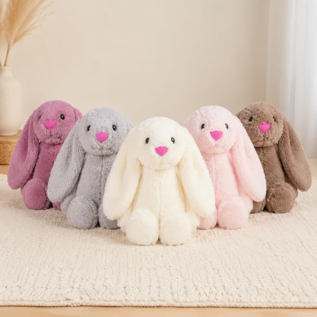 shiguangji Bunny Stuffed Animal Plush Toy 11.8 in, Soft Rabbit Plush for Babies and Toddlers, Cuddly Bunny Toy for Nursery Decor and Easter Gift