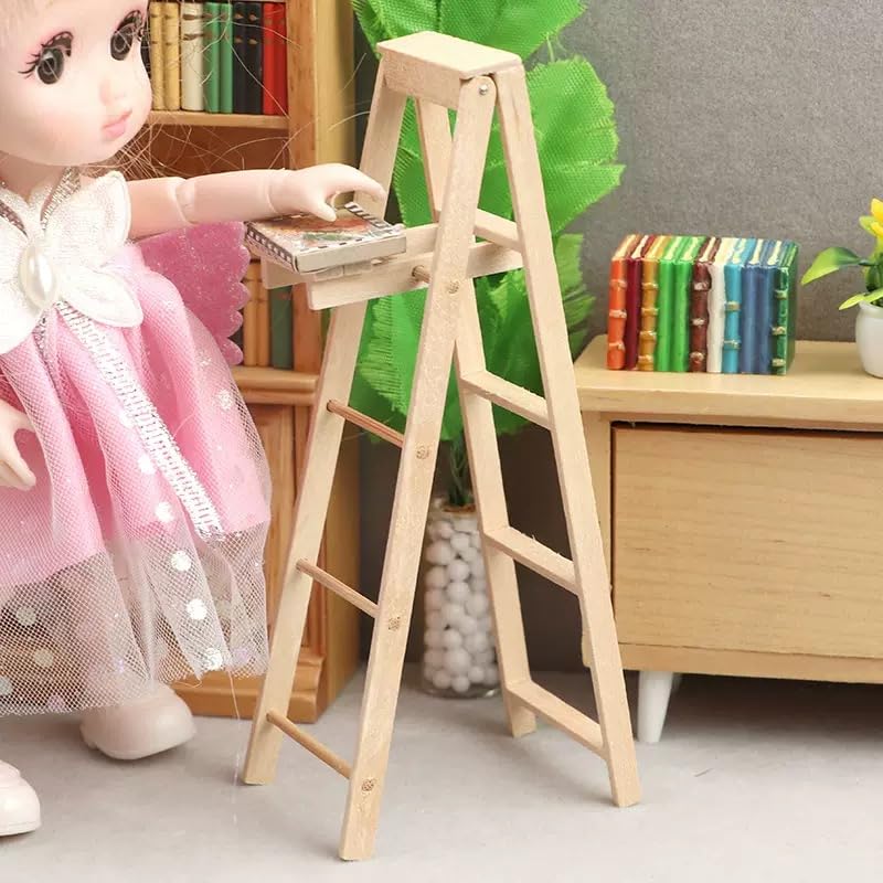 1/12 Miniature Step Ladder Dollhouse Furniture Accessories Lightweight Dollhouse Decor