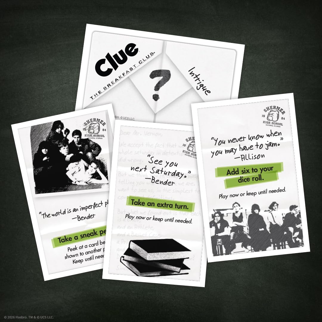 CLUE: The Breakfast Club Board Game, Classic Mystery & Deduction game, Solve Who, What & Where at Sherman High School in This Cult Classic twist