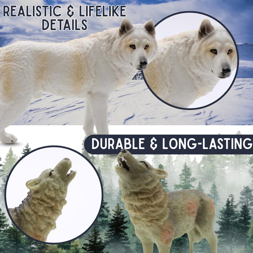 ZAGA Toys Wolf Bundle | 8-Piece Arctic, Grey & Black Wolf Figurines | Lifelike Wildlife Playset for Enthusiats & Collectors | Seasonal Animal Display