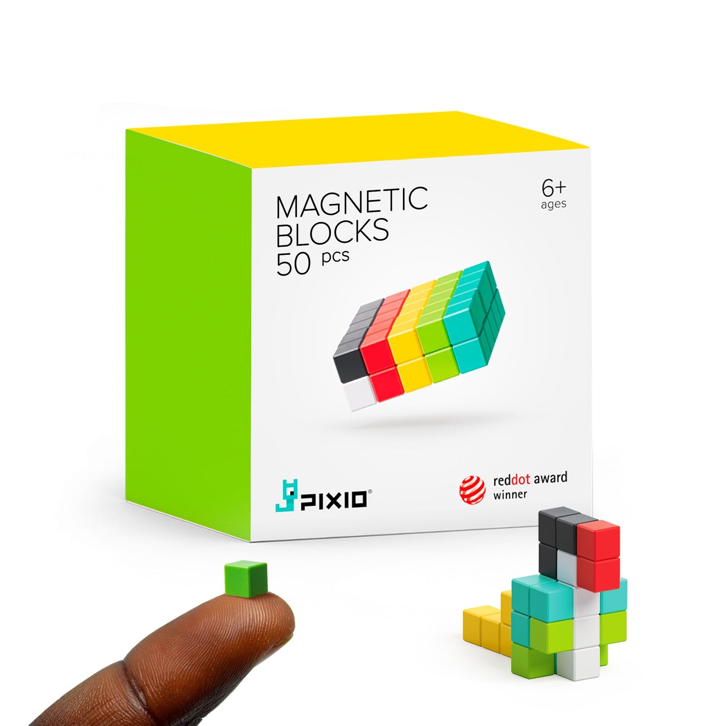 PIXIO Mini Magnetic Blocks Building Toy in The Pixel Art Style with Free App - 5/16" Magnetic Cubes Construction Set - Open Ended Creativity Toy