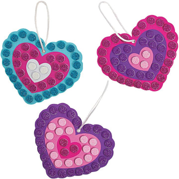 Glitter Mosaic Heart Ornament Craft Kit -12 - Crafts for Kids and Fun Home Activities