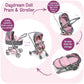 Badger Basket Foldable Doll Stroller & Pram for Dolls - Convertible Toy with Canopy, Basket & Soft Handle - Lightweight, Easy to Use for Girls Ages