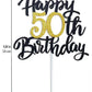 50th Birthday Cake Topper for Men and Women, Happy 50th Birthday Decorations, Gold and Black 50 Cake Topper for Mens 50th Birthday Party Decor, Cool