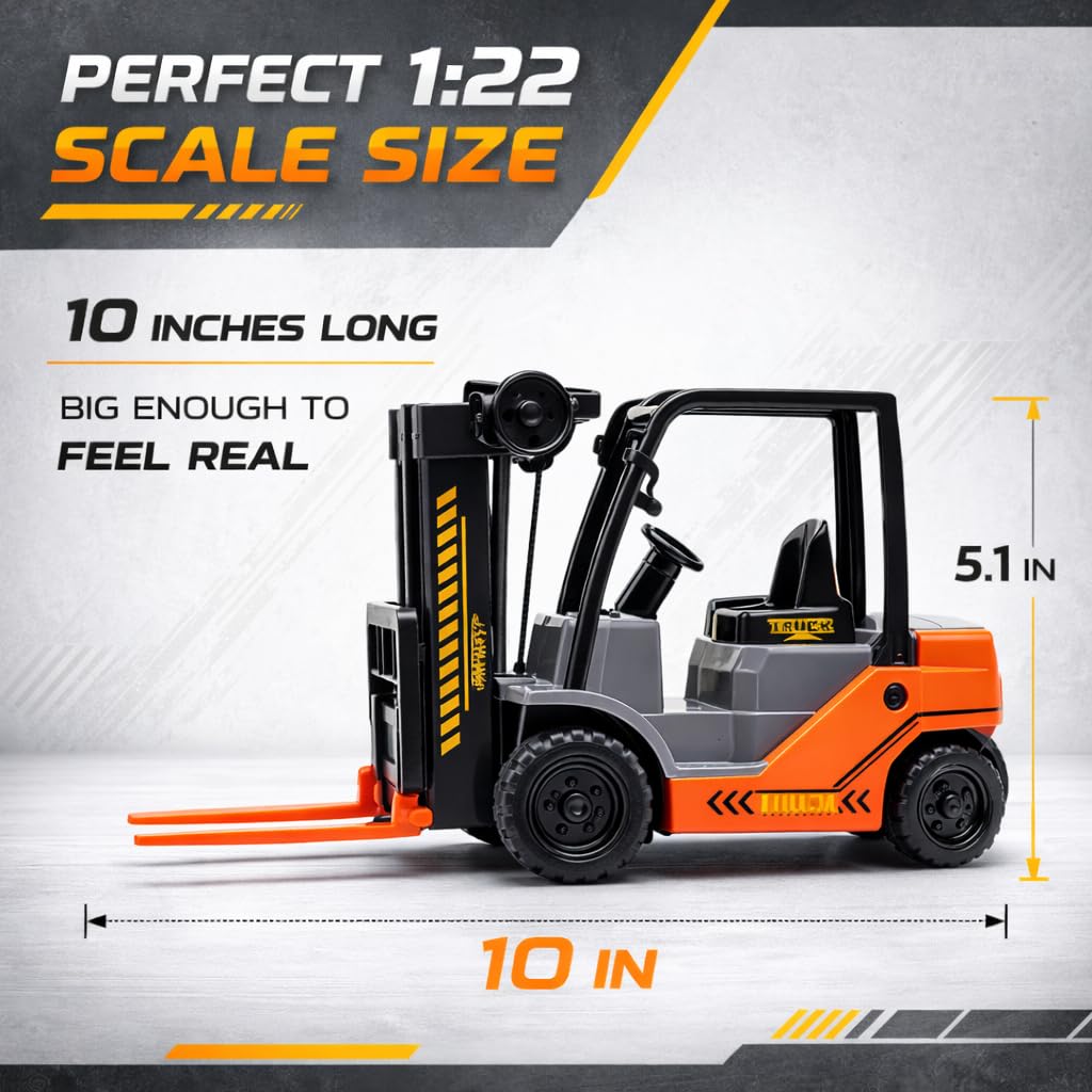 Liberty Imports Toy Forklift Truck with Pallet & Cargo - 1:22 Scale Friction Powered Wheels & Manual Lifting Control - Warehouse Lifting Vehicle