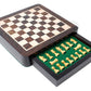 House of Chess - 7.5 Inch Wooden Magnetic Travel Chess Set with Storage Drawer & Algebraic Notation - 2 Extra Queens - Handmade