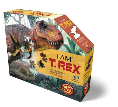 e11even, LLC Madd CAPP Puzzles Jr. - I AM T-Rex - 100 Pieces - Animal Shaped Jigsaw Puzzle (884014)