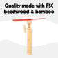 Kikkerland Huckleberry Pull Helicopter - Beechwood Flying Toy with Launcher for Outdoor Play