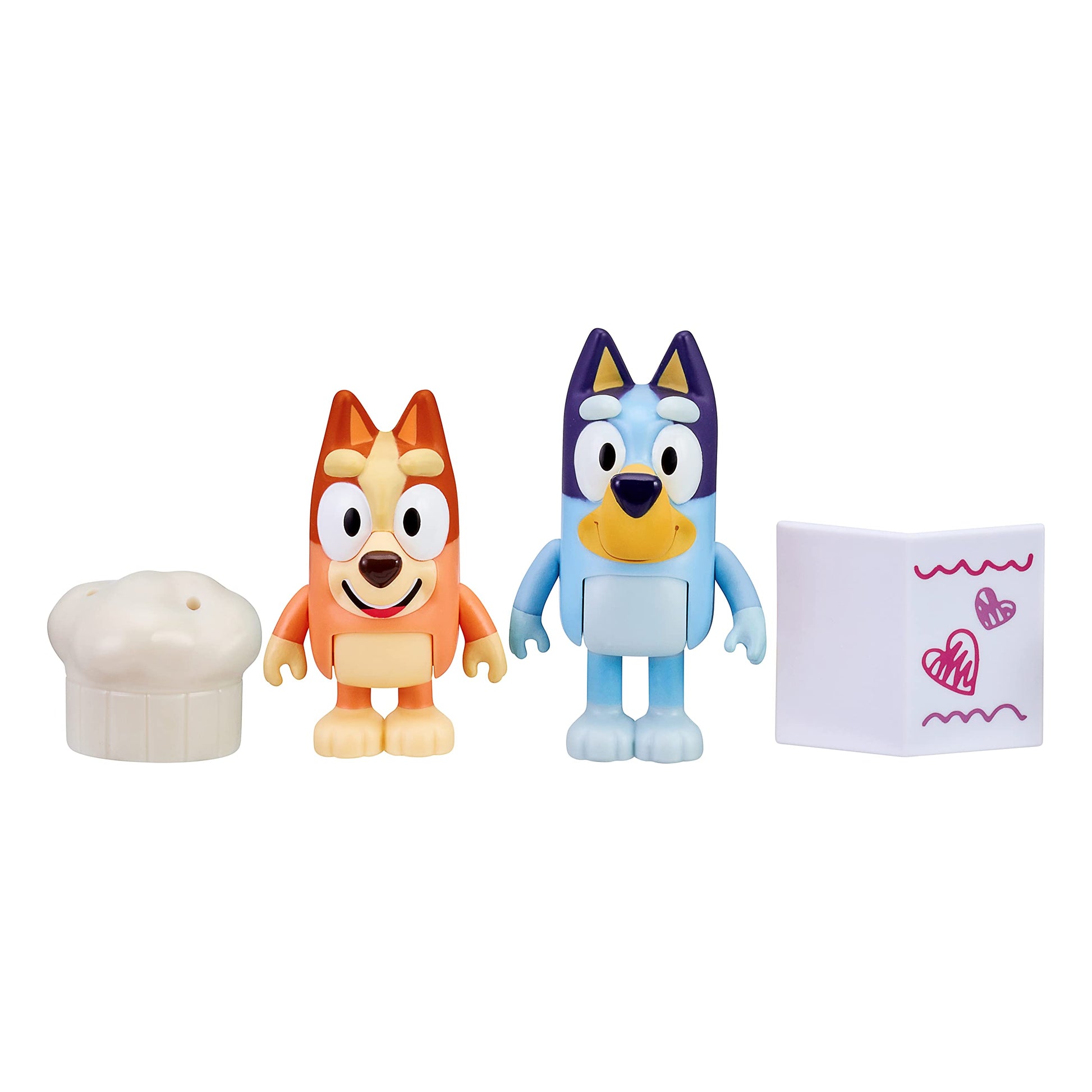 Bluey and Bingo Fancy Restaurant 2 Figure Playset Pack Articulated 2.5 Inch Action Figures Includes Toy Menu and Chef Hat Official Collectable Toy