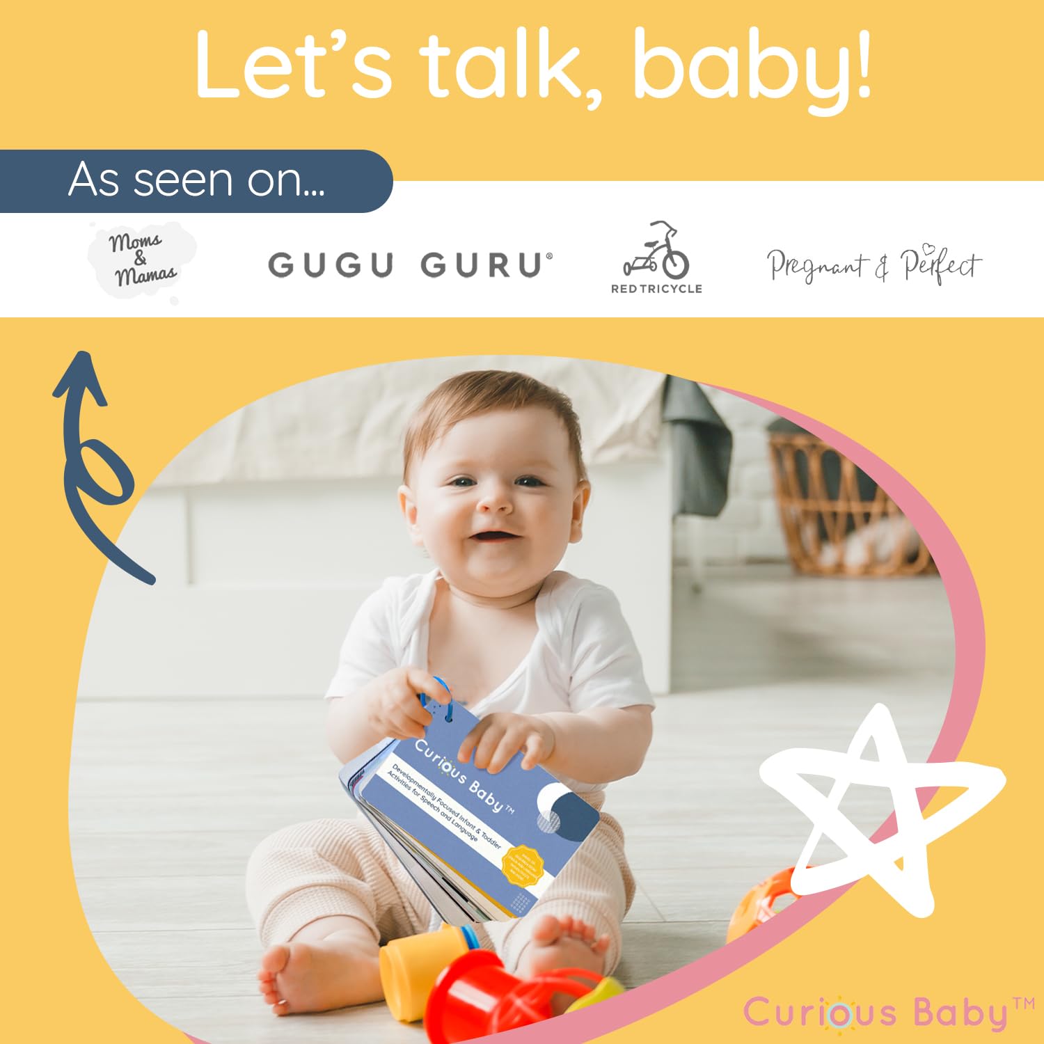 Curious Baby™ Speech & Language Development Cards (0-36 Months) | 26+ Research-Based Activities for Babies, & Toddlers, Educational Activity Milestone