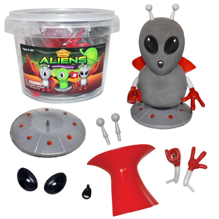 Build Buddiez DIY Aliens Craft Kit - 3 Pack | Build, Decorate & Display Air-Dry Clay Alien | Creative Arts & Crafts Activity for Kids Ages 5+ | Great