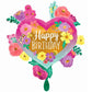 Anagram 41259 Happy Birthday Painted Flowers Foil Mylar Party Balloon, 27", Multicolor, Pack of 1