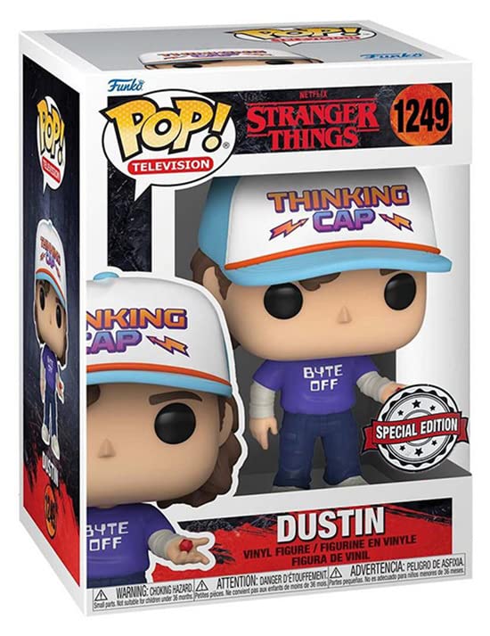 Funko Stranger Things POP! Television Dustin w/ Thinking Cap Exclusive Vinyl Figure #1249 [Byte-Off Shirt]