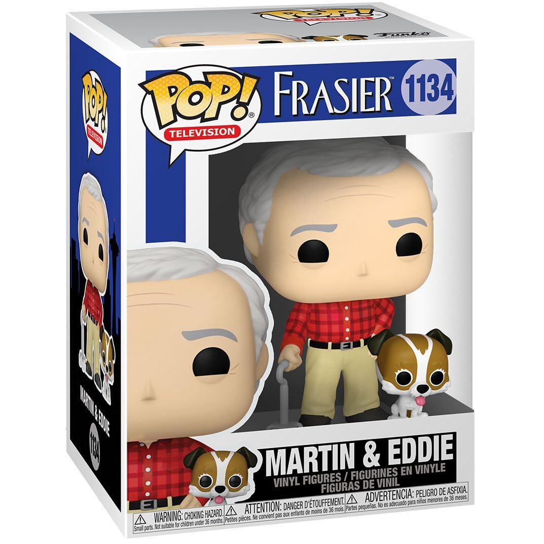 Funko Pop! TV: Frasier - Martin Crane with Eddie Vinyl Figure (Bundled with Compatible Pop Box Protector Case), Multicolored, 3.75 inches