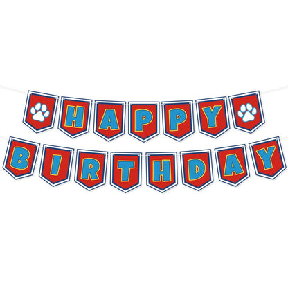 Cartoon Dog Paw Happy Birthday Banner- Cute Birthday Decorations for Boys, Cartoon Themed Happy Birthday Sign for Boys 1st 2nd 3rd Party Baby Shower