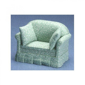 Dollhouse Miniature Green Floral Sofa