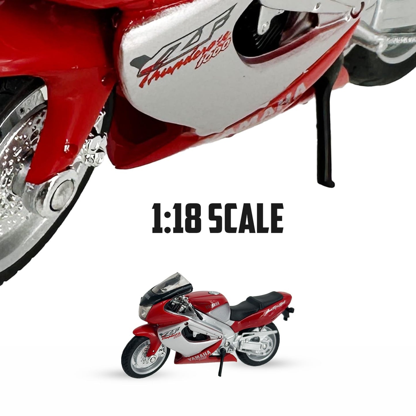Welly Die Cast Motorcycle Red Yamaha 2001 YZF-1000R, 1:18 Scale, Collectible Model Dirt Bike