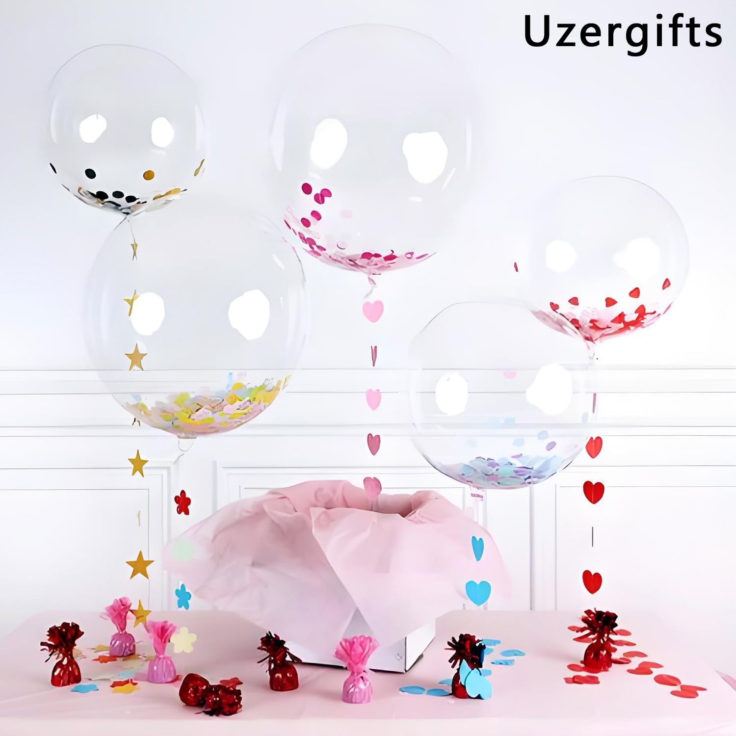 Bobo Balloons 25 Packs, 24 Inch Helium Style Transparent Bubble Bobo Balloons for LED Light Up Balloon, Gifts for Christmas,Wedding,Birthday Party