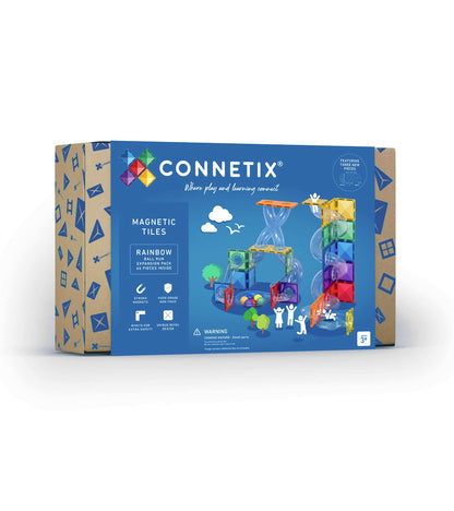 CONNETIX Magnetic Tiles Rainbow Ball Run Expansion Pack, 66 Pieces