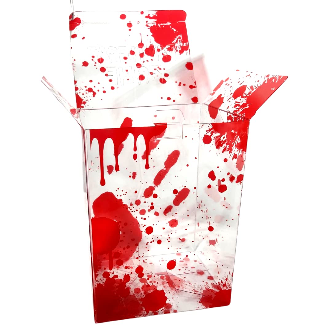 BattleCat Zone Red Blood Splatter Box Protector - 0.5mm Thick Protective Plastic Case Compatible with 4-Inch Funko Pop Figures - 2-Buckle Design