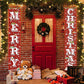 FECEDY Merry Christmas Hanging Banner Porch Sign with Pattern Christmas Tree Presents Snow Banner for Home Yard Indoor Outdoor Wall Door Christmas