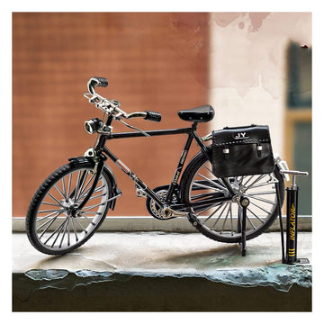 Vucootli 2023 DIY Retro Bicycle Model Ornament for Kids, 1:10 Simulation Mini Bicycle Model Scale Kit with Inflator and Briefcase, Finger Bike Models