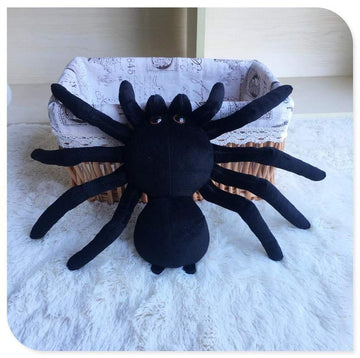 TAMMYFLYFLY Black Spider Plush, 9 Inch Collectible Decorative Big Eyes Tarantula Stuffed Toy Soft Take A Long Plushie Pillow Squishes Washable Cushy