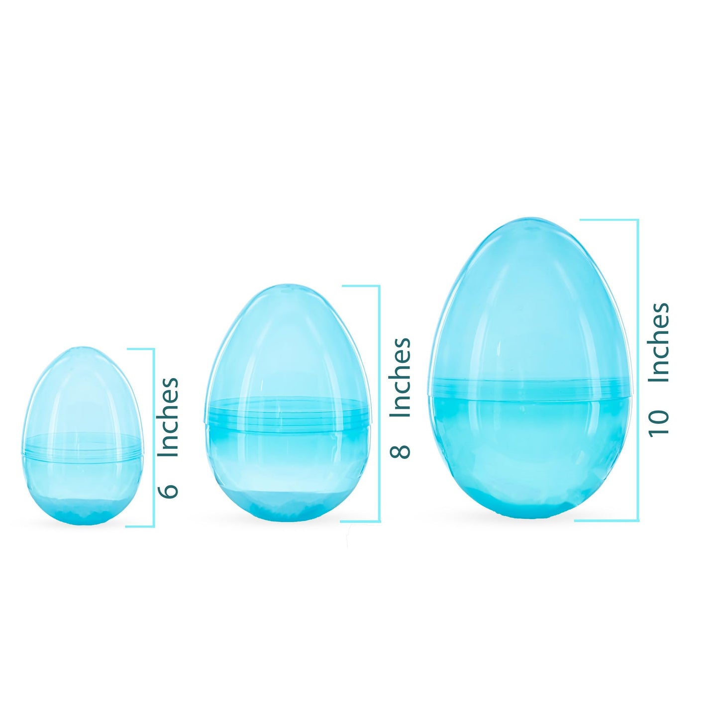 Set of 3 Jumbo Large Size Giant Fillable Plastic Easter Eggs 10 Inches