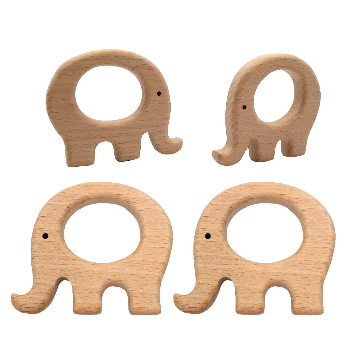 10pcs Natural Wooden Elephant Montessori Toy Pendant Pure Natural Beech Wood Animal Shape Toys for Handmade Necklace/Bracelet (Fat Elephant 10pcs)
