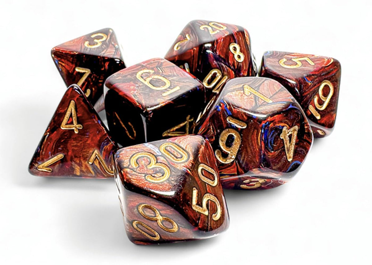Chessex Mega-hedral Poly Set - Scarab, Blue Blood w/Gold (7)