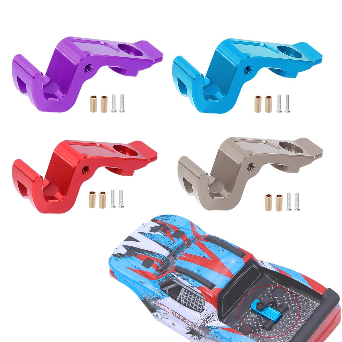 RWLZLB Metal RC Car Shell Buckle for Hyper Go MJX 16208 H16H H16V3, Modified Accessories/Parts for 1/16 Hyper Go RC Car (Blue)