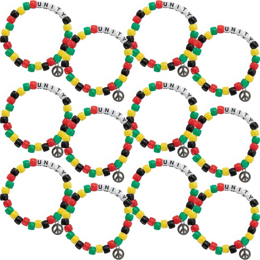 Fun Express African Unity Pony Bead Bracelet CK-12 - Craft Kits - 12 Pieces