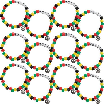 Fun Express African Unity Pony Bead Bracelet CK-12 - Craft Kits - 12 Pieces