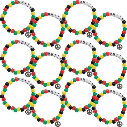 Fun Express African Unity Pony Bead Bracelet CK-12 - Craft Kits - 12 Pieces