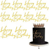 10pcs Side Happy Birthday Cake Topper Gold Acrylic Birthday Cupcake Topper for Kids Birthday Party Cake Decorations (A)
