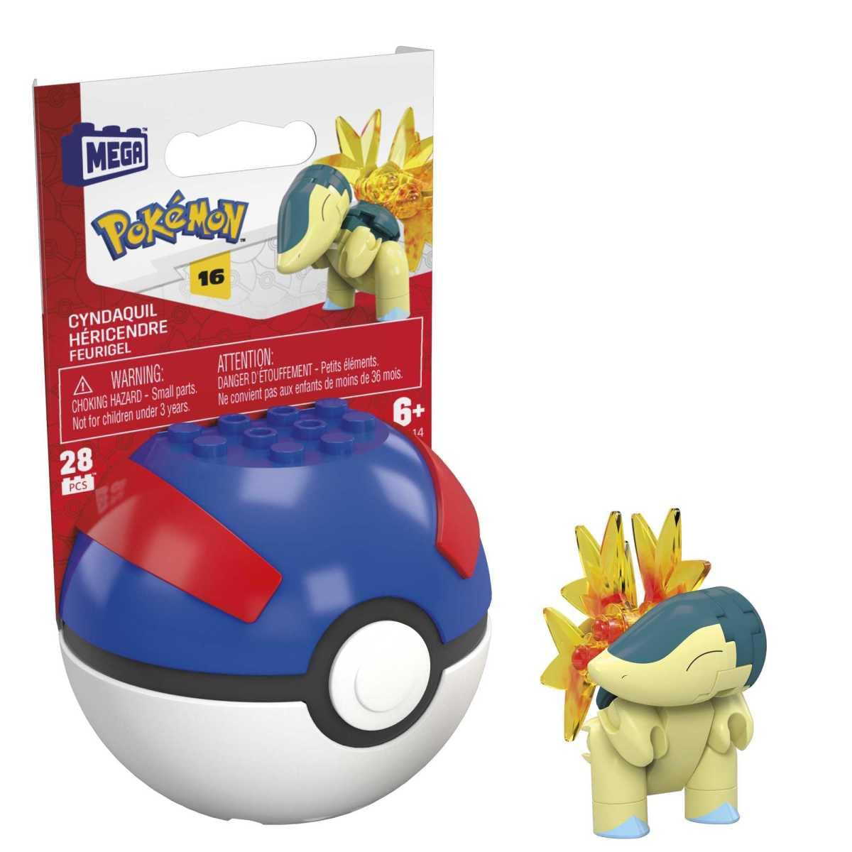 MEGA Pokemon Cyndaquil Building Set with 28 Compatible Bricks and Pieces and Poke Ball, Toy Gift Set for Ages 6 and up