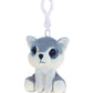 DolliBu Big Eye Wolf Plush Keychain with Clip - Cute Plush Wolf Stuffed Animal Backpack Charm for Girls, Boys, Kids, Animal Keychains for Backpacks