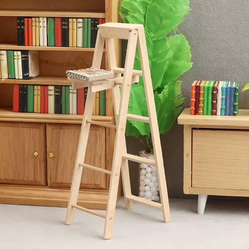 1/12 Miniature Step Ladder Dollhouse Furniture Accessories Lightweight Dollhouse Decor