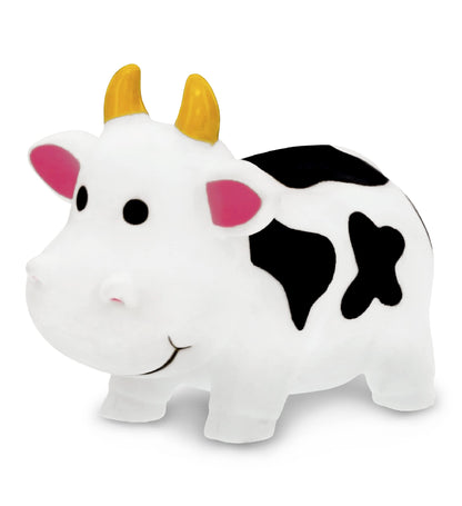 Dollibu Cow Bath Water Squirter Toy - Floating White Rubber Bath Toy, Cool Animal Squirting Bathtime Play Water Toy for Toddlers, Cute Farm Animal