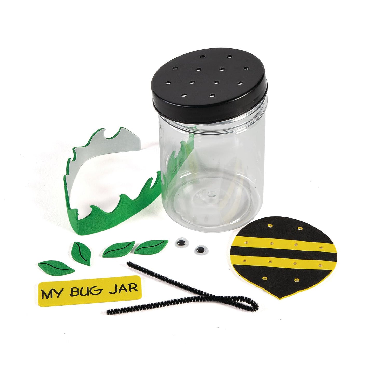 Fun Express Bug Catcher Kit for Kids - Makes 12 Bug Jars with Craft Supplies | Bug House Container with Ventilated Lids for Lightning Bug Catching |