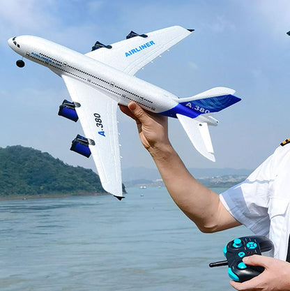 FANXMF RC Airbus 747 A380 2.4G Remote Control Electric Plane Four Motor RC Airplane Toy RC Airliner with LED Lights Drop Resistant Aircraft 2