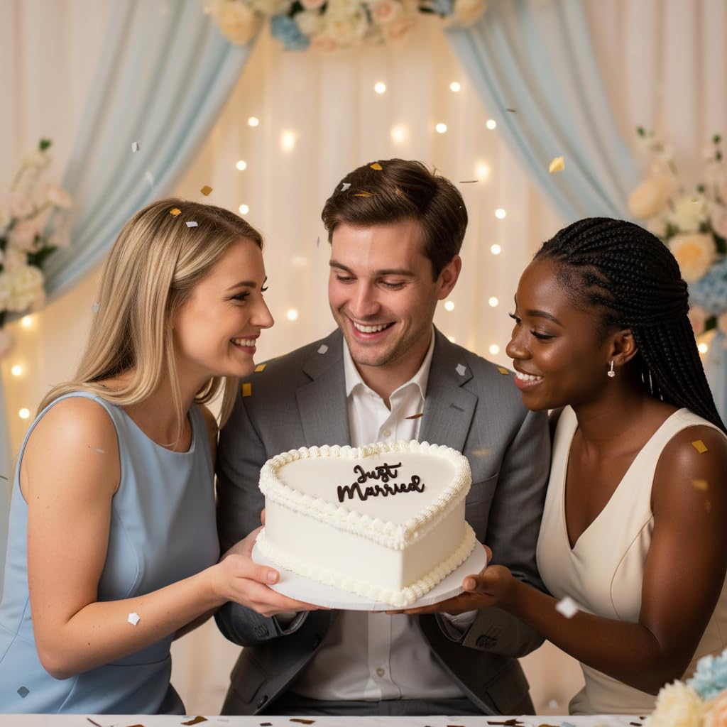 Just Married Cake Topper - Acrylic Wedding Cake Topper for Bride and Groom, Engagement, Bridal Shower Decorations, Elegant Sign for Cake (Just