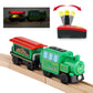 HANQIAN Battery Operated Locomotive Train Set for Wooden Train Track, Electric Remote Control Magnetic Vehicles Toy Powerful Engine Light Train Cars