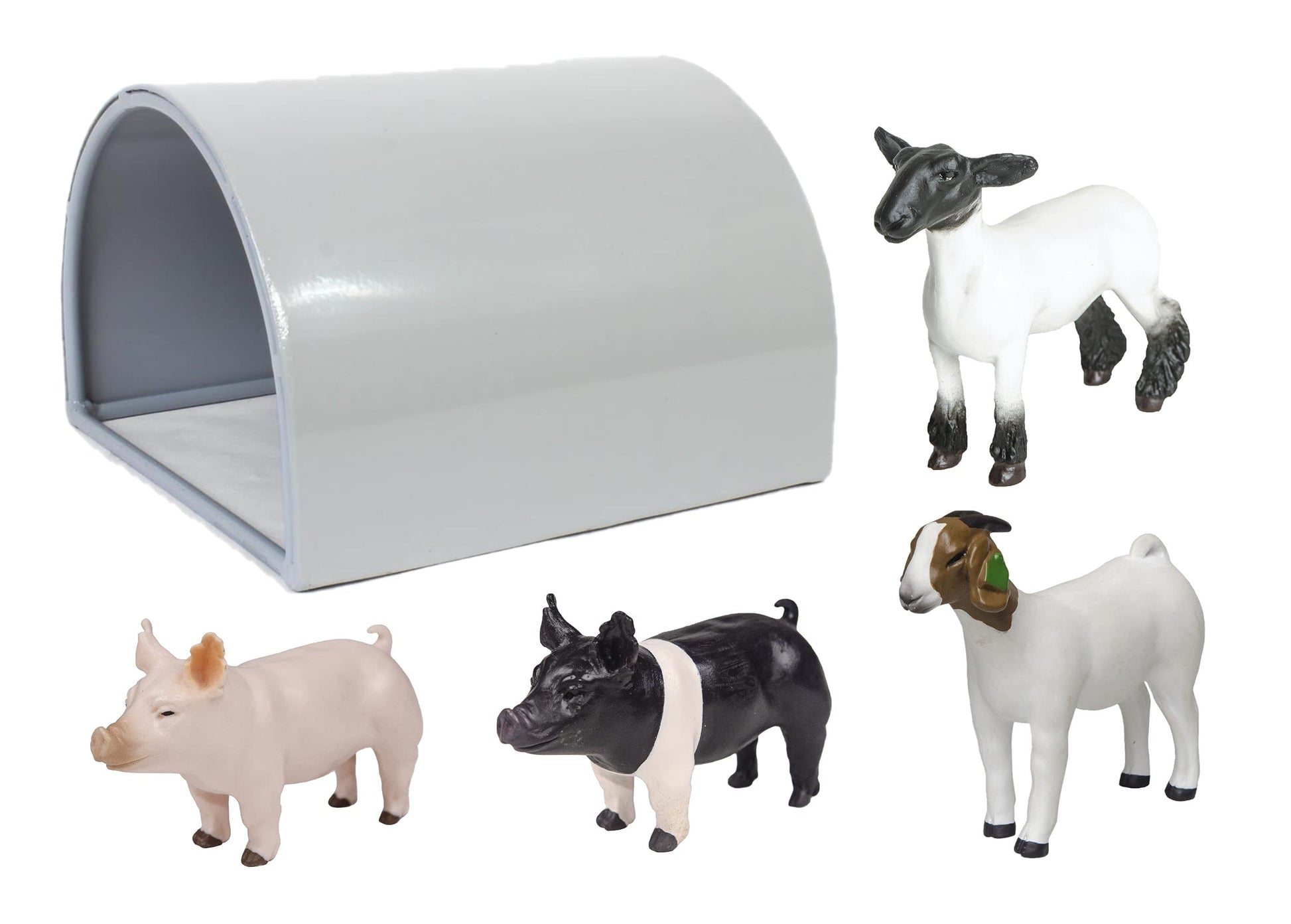 Little Buster Toys Quonset Hut with Yorkshire & Hampshire Pigs, Grand Doe Goat, and Market Lamb