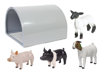 Little Buster Toys Quonset Hut with Yorkshire & Hampshire Pigs, Grand Doe Goat, and Market Lamb