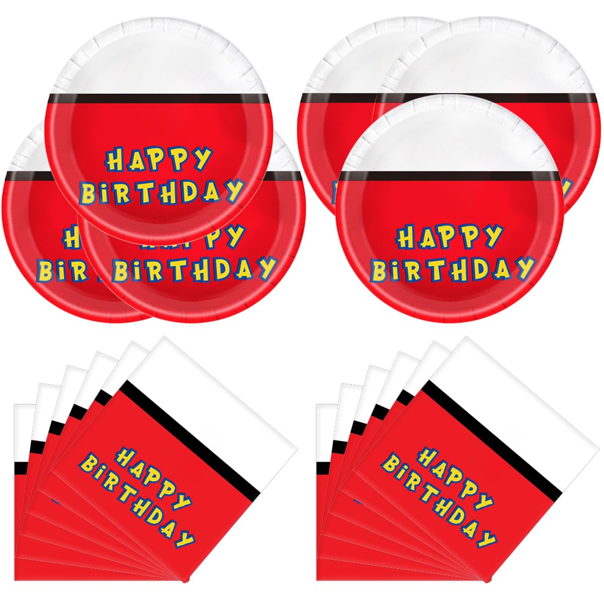 40Pcs Party Tableware Set - 20 Plates and 20 Napkins for Birthday Theme Party Design