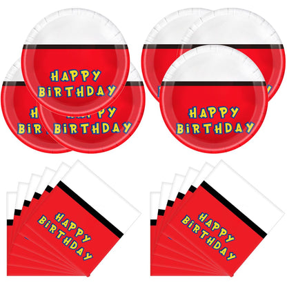40Pcs Party Tableware Set - 20 Plates and 20 Napkins for Birthday Theme Party Design