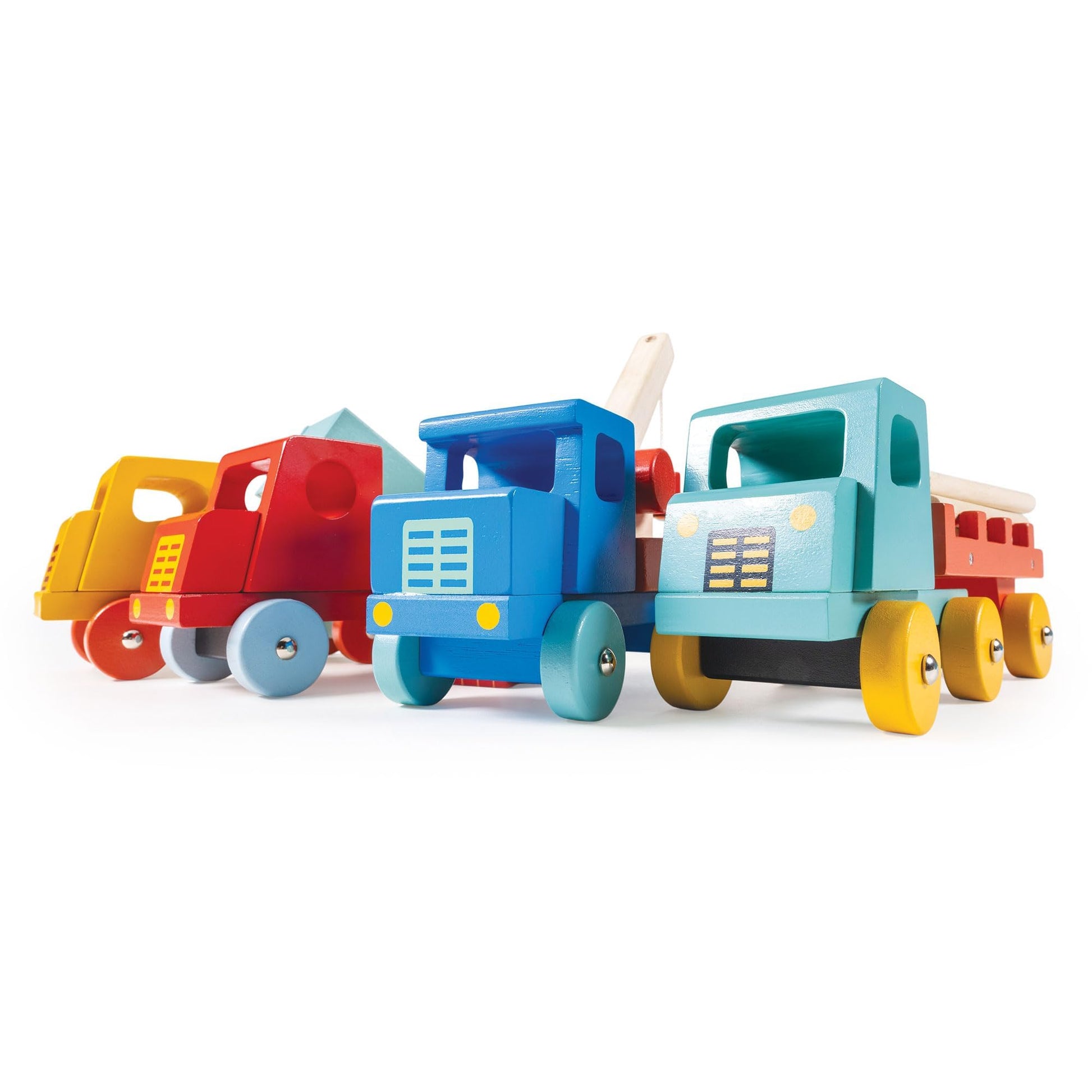 Mentari Toys - Red Truck - Vibrant Classic Wooden Toy Truck with Opening Trailer and Rotating Wheels - Easy to Grasp - Encourages Imaginative Play